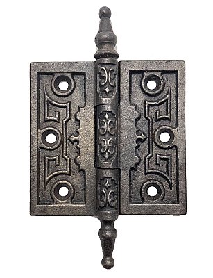 Antique 3-1/2" x 3-1/2" Cast Iron Steeple Tip Door Butt Hinge by Penn Hardware - Circa 1892