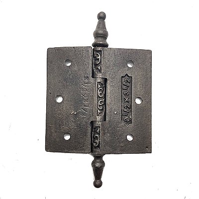 Antique 3-1/2" x 3-1/2" Cast Iron Steeple Tip Door Butt Hinge by Penn Hardware - Circa 1892