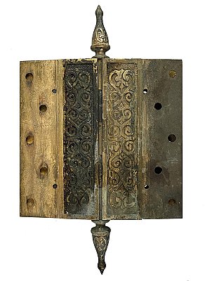 Antique 6" x 6" Cast Bronze Steeple Tip Door Butt Hinge by Hopkins & Dickinson - Circa 1874