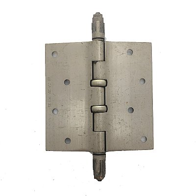 Antique Art Deco 4-1/2" x 4-1/2" Ball-Bearing Brushed Nickel Plated Steel Butt Hinge by Stanley Works - Circa 1920