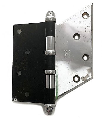 Antique 4-1/2" x 4-3/4" Art Deco Ball Bearing Chrome and Black Plated Steel Tip Butt Hinge by Stanley Works - 3/8" Offset"