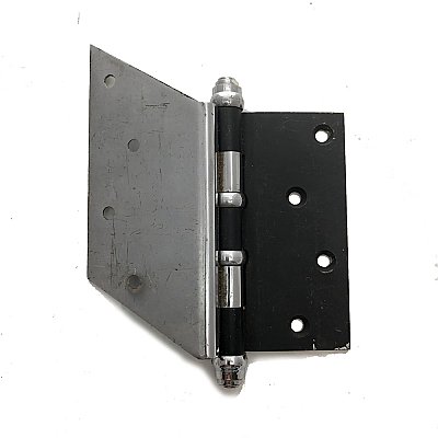 Antique 4-1/2" x 4-3/4" Art Deco Ball Bearing Chrome and Black Plated Steel Tip Butt Hinge by Stanley Works - 3/8" Offset"