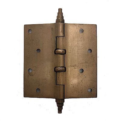 Antique Art Deco 4-1/2" x 4-1/2" Ball Bearing Brushed Bronze Plated Steel Butt Hinge by Stanley Works - Circa 1930