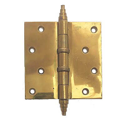 Antique Art Deco 4-1/2" x 4-1/2" Ball Bearing Bronze Plated Steel Butt Hinge by Stanley Works - Circa 1930