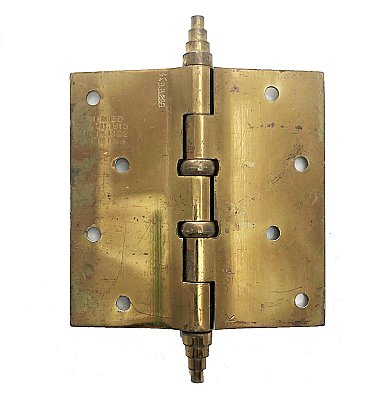 Antique Art Deco 4-1/2" x 4-1/2" Ball Bearing Bronze Plated Steel Butt Hinge by Stanley Works - Circa 1930