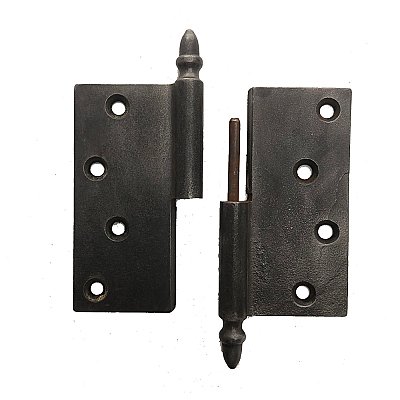 Antique 4-1/2" x 4-1/2" Cast Iron Ball Tip Right Hand Lift-Off Butt Hinge