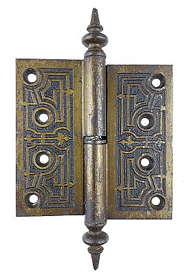 Antique 5" x 5" Cast Iron Steeple Tip Lift-Off Door Butt Hinge - Right Hand - Circa 1871