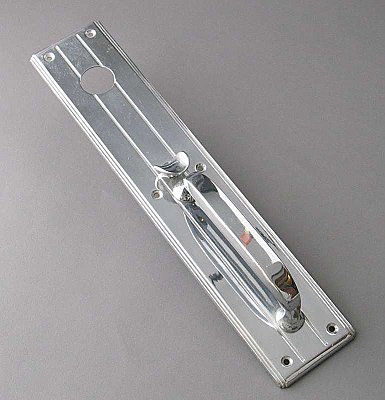 Antique Art Deco Chrome Entry Door Thumblatch Pull