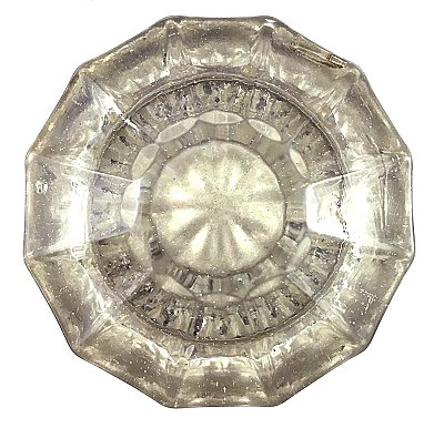 Antique 12-Point Fluted Crystal / Glass Door Knob Pair - Nickel Neck