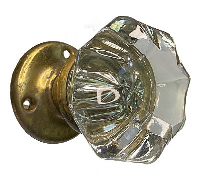 Antique Bronze and Glass Doorknob and Roses Set - Circa 1920
