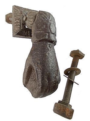 Antique Cast Iron Lady's Hand Doorknocker With Anvil - Circa 1870