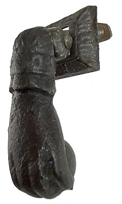 Antique Cast Iron Lady's Hand Doorknocker With Anvil - Circa 1870