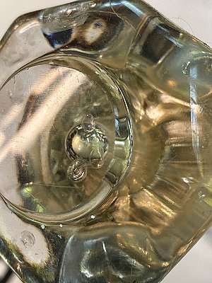 Antique 8-Point Octagon Crystal / Glass Door Knob Pair - Nickel Neck With Mercury Bubble Center - Circa 1900