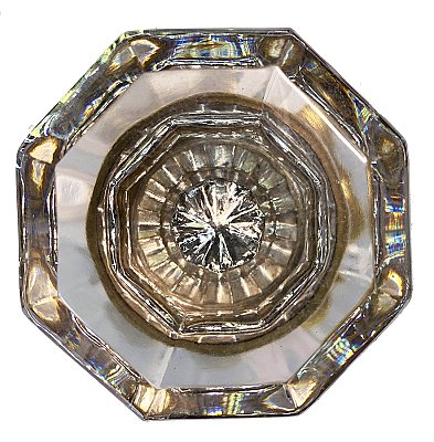 Antique 8-point Octagonal Clear Glass Door Knob Pair - Bronze Neck - Circa 1900