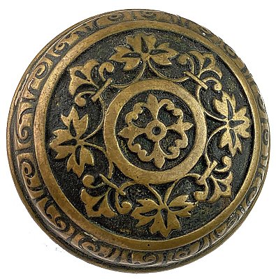 Antique Pair of Cast Bronze "Leaf" Design Entry Door Knobs by P. & F. Corbin - Circa 1881
