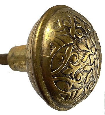 Antique Wrought Bronze "Halfa" Design Door Knob Pair by Lockwood Mfg. Co. - Circa 1897