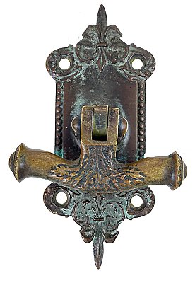 Antique Cast Bronze Door Drop T-Handle or Pull - Circa 1890