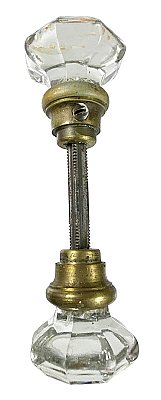 Antique Petite Glass Octagon or 8 Point Door Knob Pair - Circa 1900