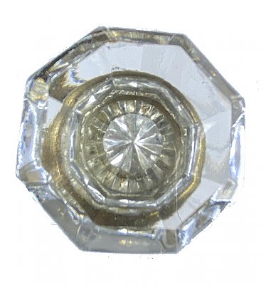 Antique Petite Glass Octagon or 8 Point Door Knob Pair - Circa 1900