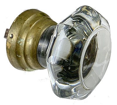 Antique Cast Bronze and Glass Octagonal Door Knob - Circa 1840