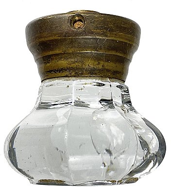 Antique Cast Bronze and Glass Octagonal Door Knob - Circa 1840