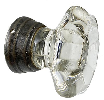 Antique Cast Iron and Glass Octagonal Door Knob - Circa 1840