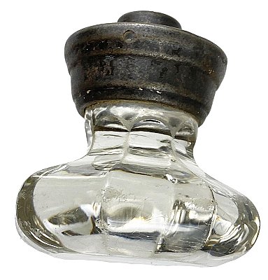 Antique Cast Iron and Glass Octagonal Door Knob - Circa 1840