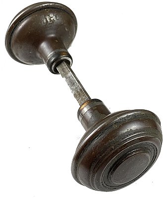 Antique Wrought Steel Door Knob Pair in "Wellington" Design by Russell & Erwin - Circa 1920