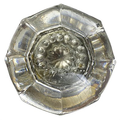 Premium Antique 8-Point Octagon Crystal / Glass Door Knob Pair - Brass or Bronze Neck