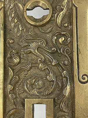 Pair of Antique Cast Bronze Door Push Plate in "Columbian" Design by Reading Hardware Co. - Circa 1899