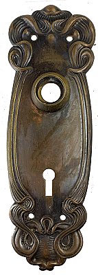 Antique Wrought Brass Door Plate in "Alby" Design by Sargent & Co. - Circa 1901