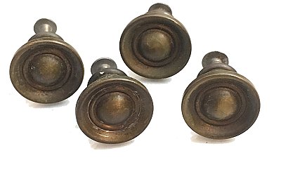 Set of Four Antique Brass Cabinet Knobs - Circa 1920