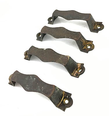 Set of Four Arts and Crafts Solid Bronze Drawer or Cabinet Pulls