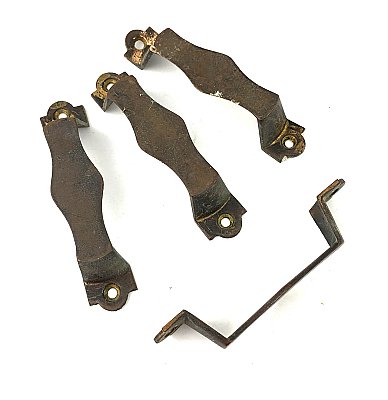 Set of Four Arts and Crafts Solid Bronze Drawer or Cabinet Pulls