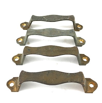 Set of Four Arts and Crafts Solid Bronze Drawer or Cabinet Pulls