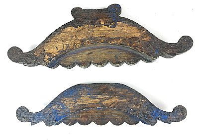 Antique Pair of Oak Oversized Wooden Drawer Pulls Circa 1860