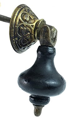 Antique Eastlake Style Ebonized Wood and Brass Drop Cabinet or Drawer Pull