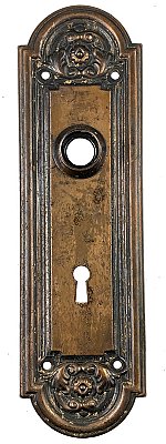 Antique Wrought Steel "Nubian" Pattern Door Plate By Yale & Towne - Circa 1910