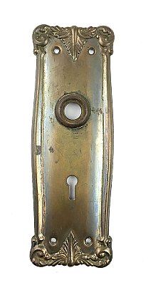 Antique Colonial Revival Wrought Brass Plated Door Plate in "Canyon" Design by Chantrell Hardware - Circa 1909