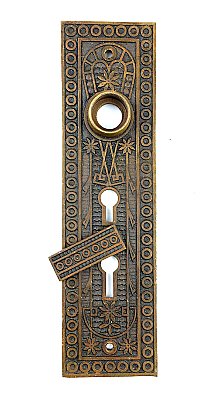 Antique Cast Bronze Aesthetic Movement Pattern Door Plate by Norwalk Hardware - Circa 1890