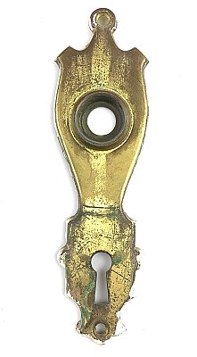 Antique Colonial Revival Wrought Brass Plated "Linden" Pattern Door Plate by Reading Hardware - Circa 1931