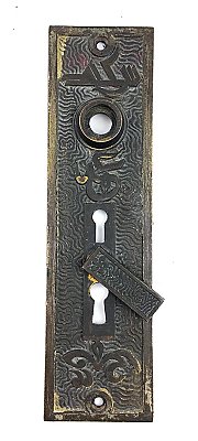 Antique Cast Bronze "Arabic" Pattern Door Plate By Mallory & Wheeler Hardware Co.- Circa 1882