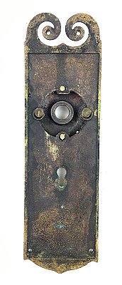 Antique Cast Brass "Plymouth" Pattern Door Plate By Yale & Towne Hardware - Circa 1897