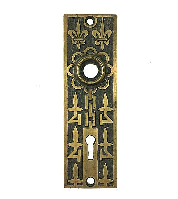 Antique Cast Bronze "Fleur de Lis" Design Door Plate by Mallory & Wheeler - Circa 1882