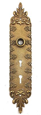 Antique Cast Bronze German Gothic Door Plate By Peterborough Hardware - Circa 1890