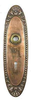 Antique Wrought Bronze "Lydian" Pattern Door Plate By Yale & Towne Hardware - Circa 1917