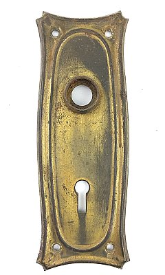 Antique Colonial Revival Wrought Brass Plated Door Plate in "Dale" Design by Chantrell Hardware - Circa 1909