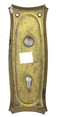 Antique Colonial Revival Wrought Brass Plated Door Plate in "Dale" Design by Chantrell Hardware - Circa 1909