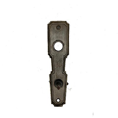 Antique Wrought Brass with Chrome Finish Colonial Revival Door Plate and Privacy Thumb Turn