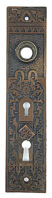 Antique Cast Bronze Aesthetic Movement Pattern Door Plate by Russell & Erwin Hardware - Circa 1880